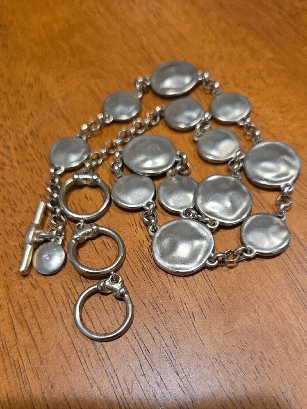 Jones New York Silver Disc-Link Necklace - Polished Concave Circles